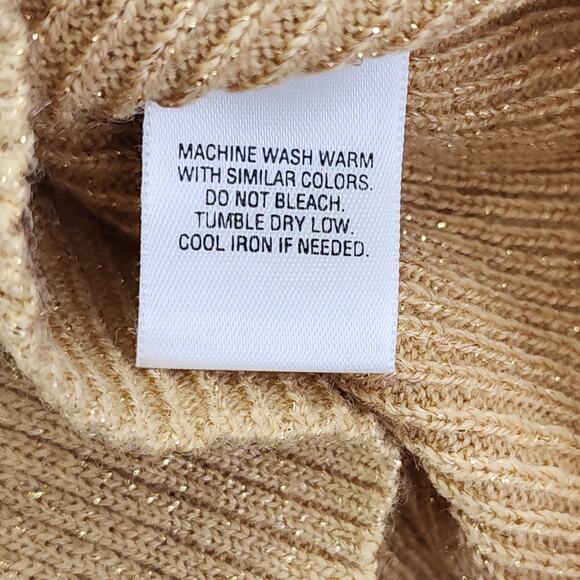 Vintage Classic Elements Sweater Womens S Gold Metallic Mock Neck Sleeveless - Picture 4 of 8